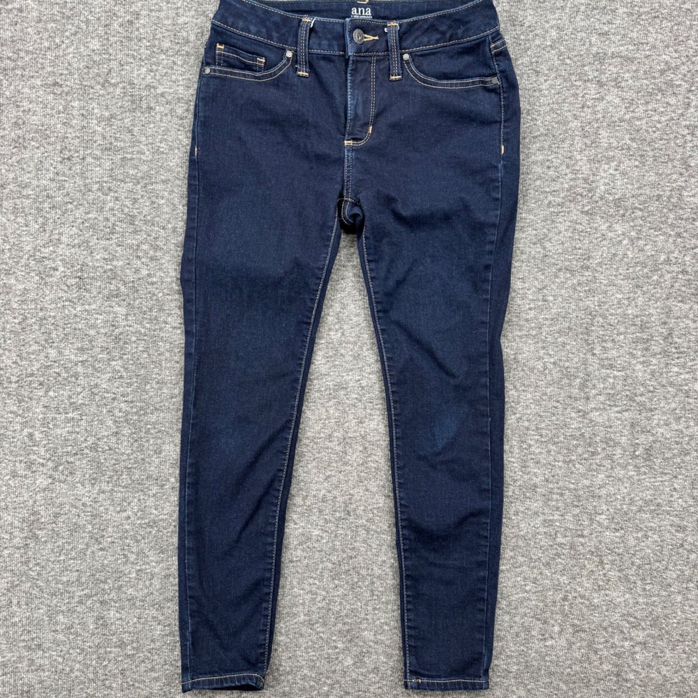 ANA A New Approach Womens Skinny Jeans 2P Petite Dark Indigo Blue Denim